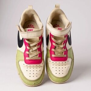 Nike Court Vision Alta TD Kids Shoes White Pink Green Strap Size 3Y‎